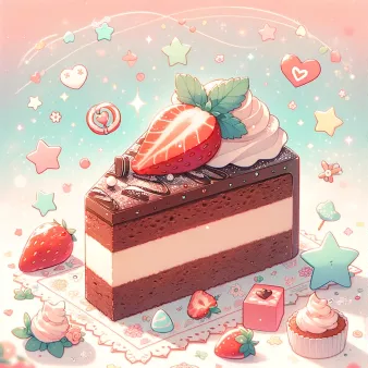 チョコレートベースの苺ショートケーキ